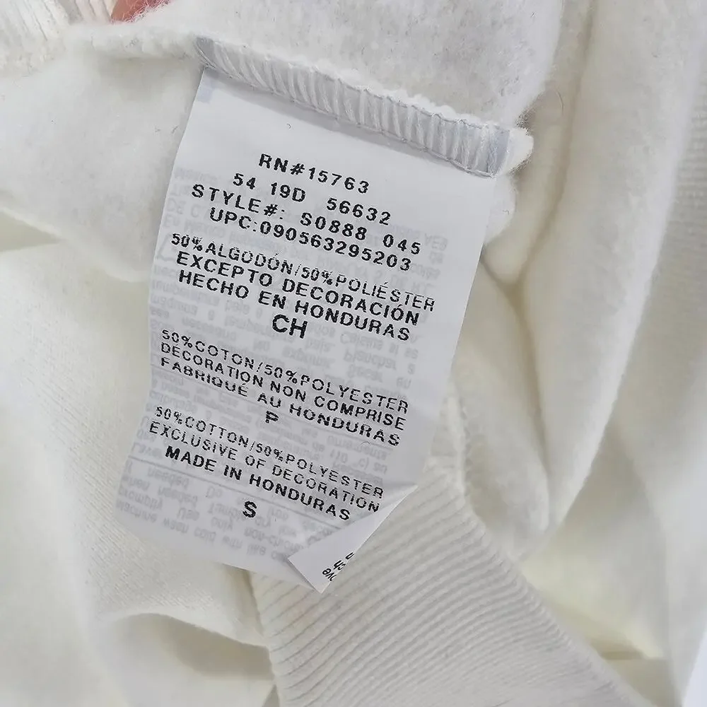 Champion White Powerblend Fleece Classic Sweatshirt Streetwear Atheleisure S